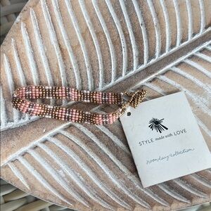 Noonday Pink and Bronze Beaded Bracelet NWT